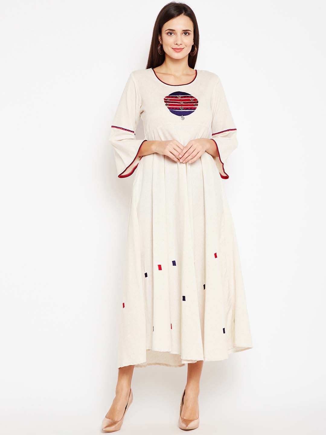 

Be Indi Women Off-White Embroidered A-Line Kurta