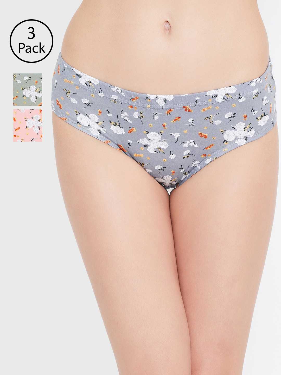 

Leading Lady Women Pack of 3 Assorted Printed Mid-Rise Hipster Briefs