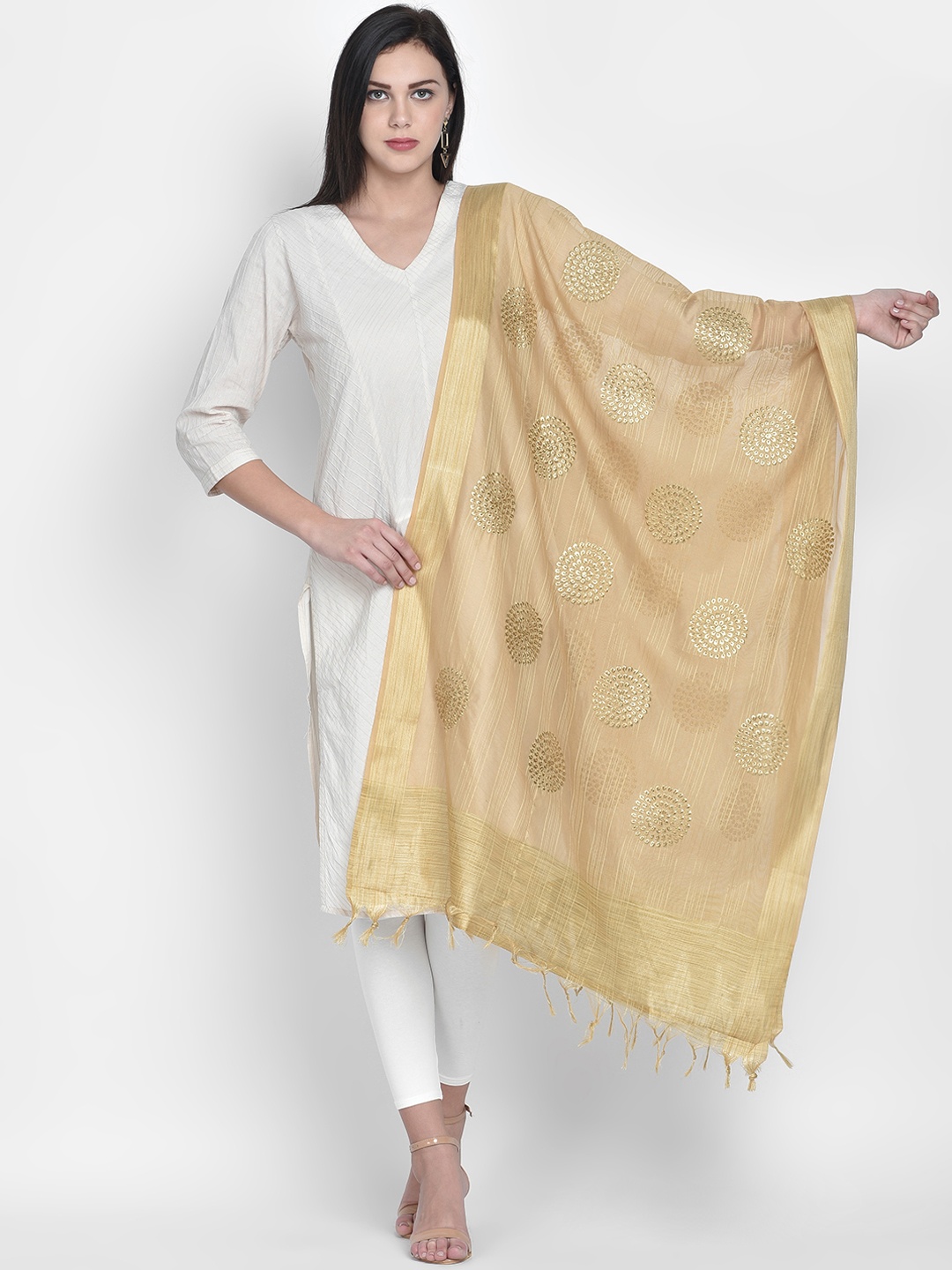 Dupatta Bazaar Gold-Toned Embroidered Dupatta