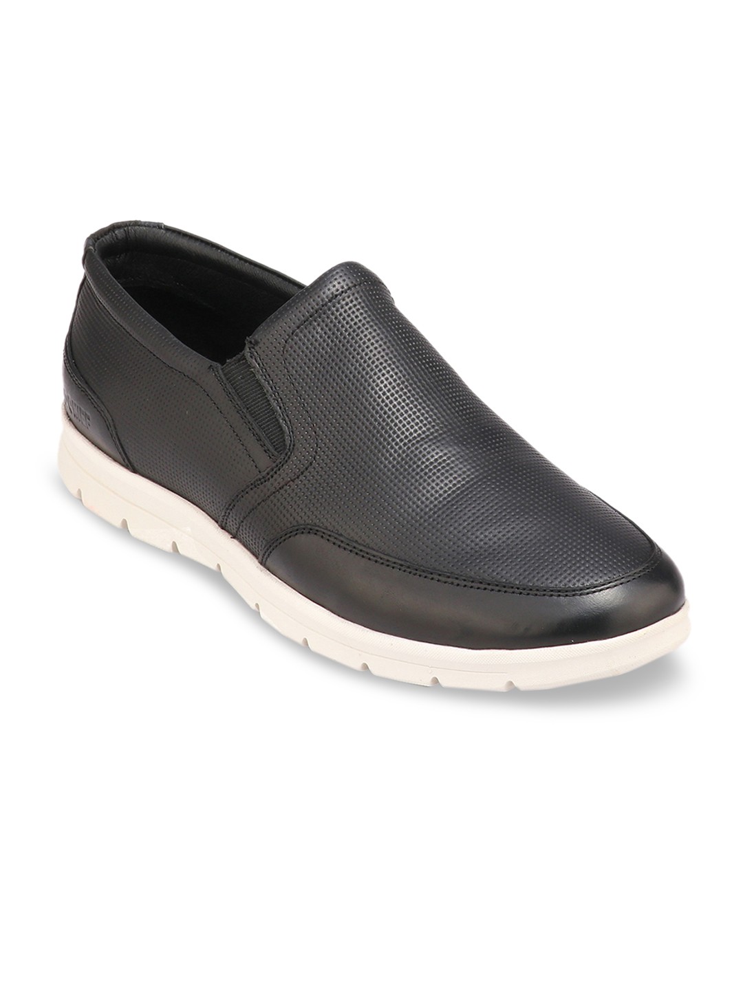 

Red Chief Men Black Leather Slip-On Sneakers