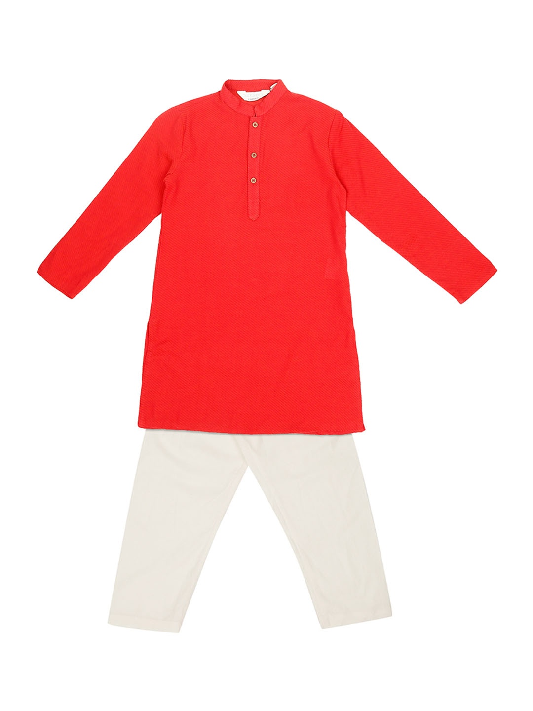

indus route by Pantaloons Boys Red & White Solid Kurta with Trousers