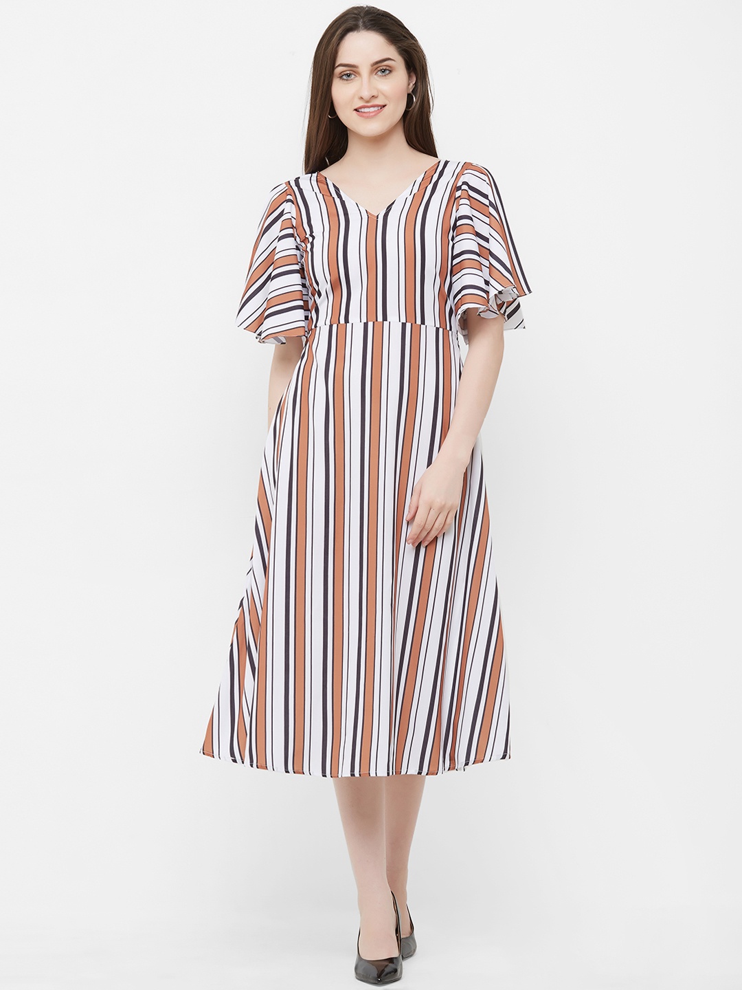 

MISH Women Brown Candy Striped A-Line Dress