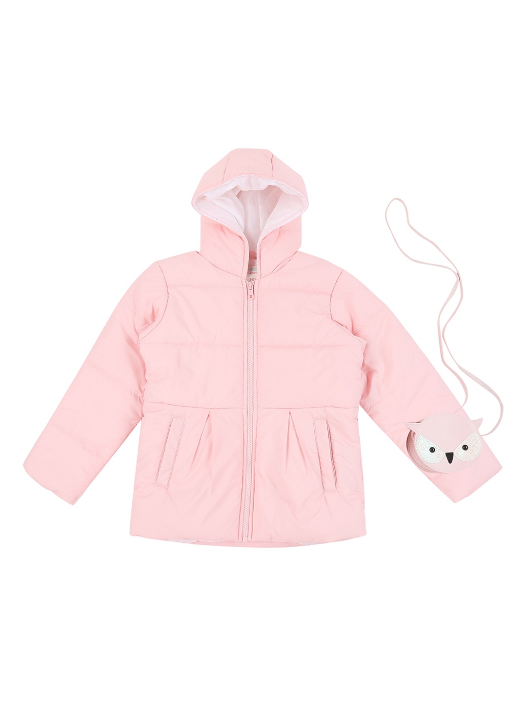 

Pantaloons Junior Girls Pink Solid Padded Jacket
