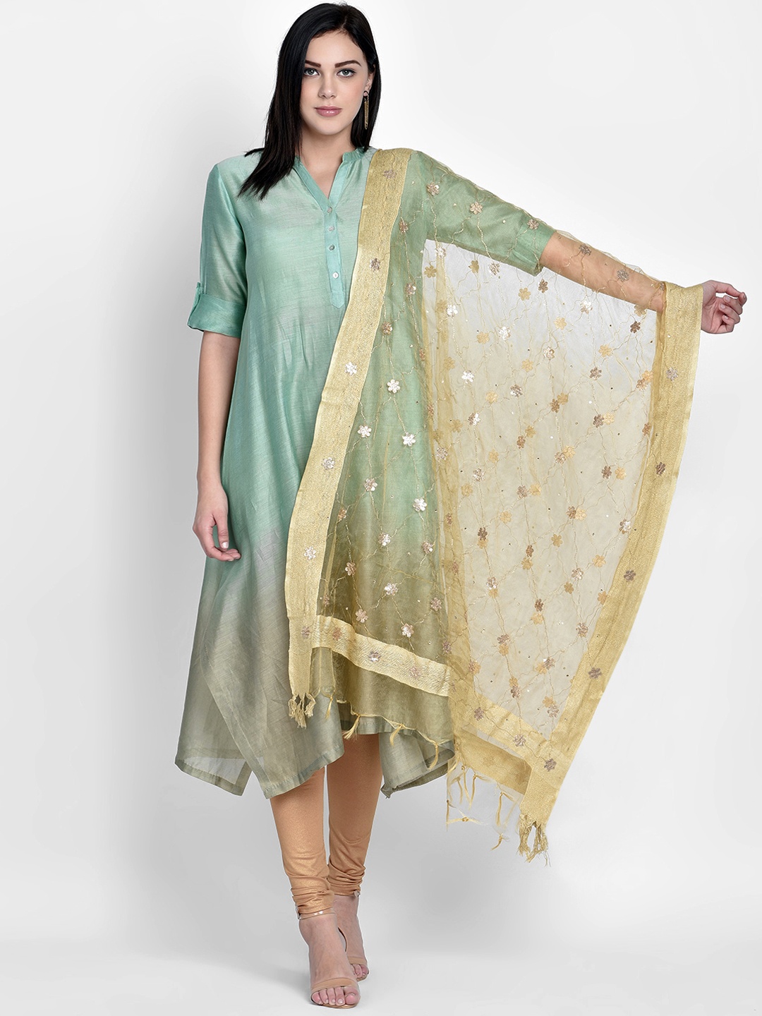 

Dupatta Bazaar Gold-Coloured Embroidered Dupatta