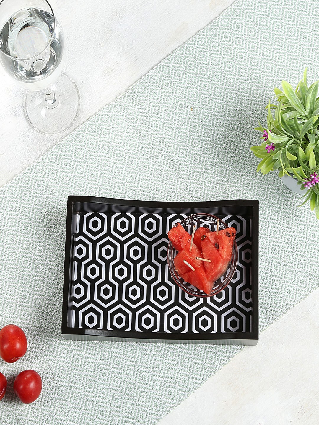 

Crayton Black & White MDF Small Rectangular Serving Tray