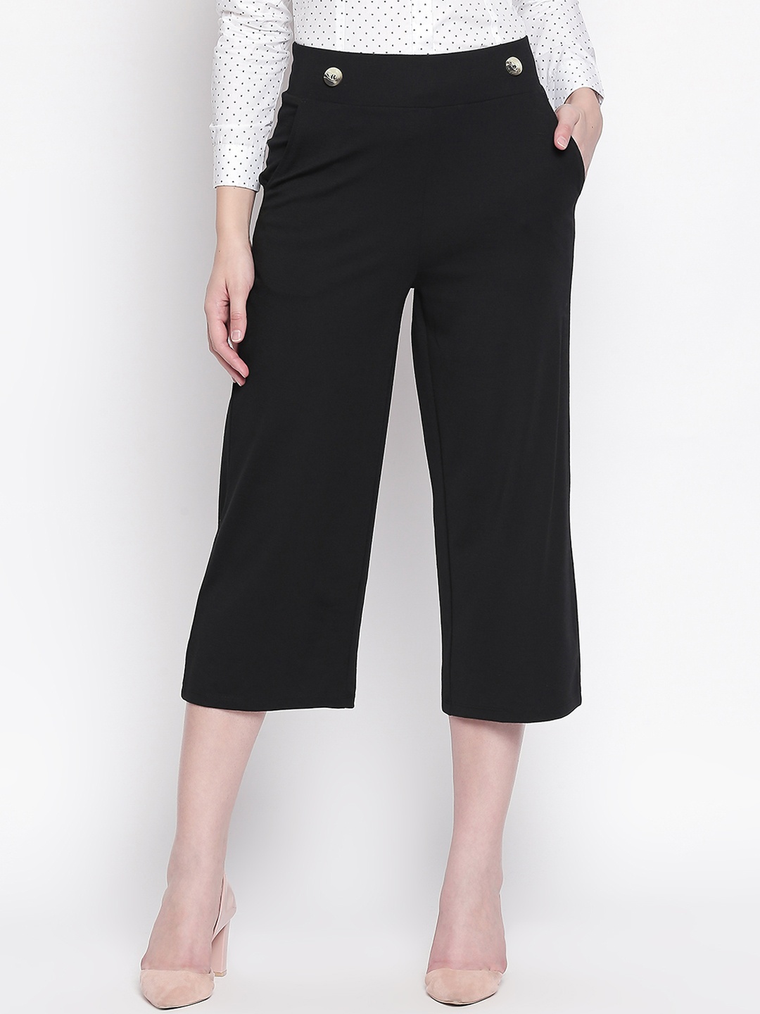 

Honey by Pantaloons Women Black Regular Fit Solid Culottes