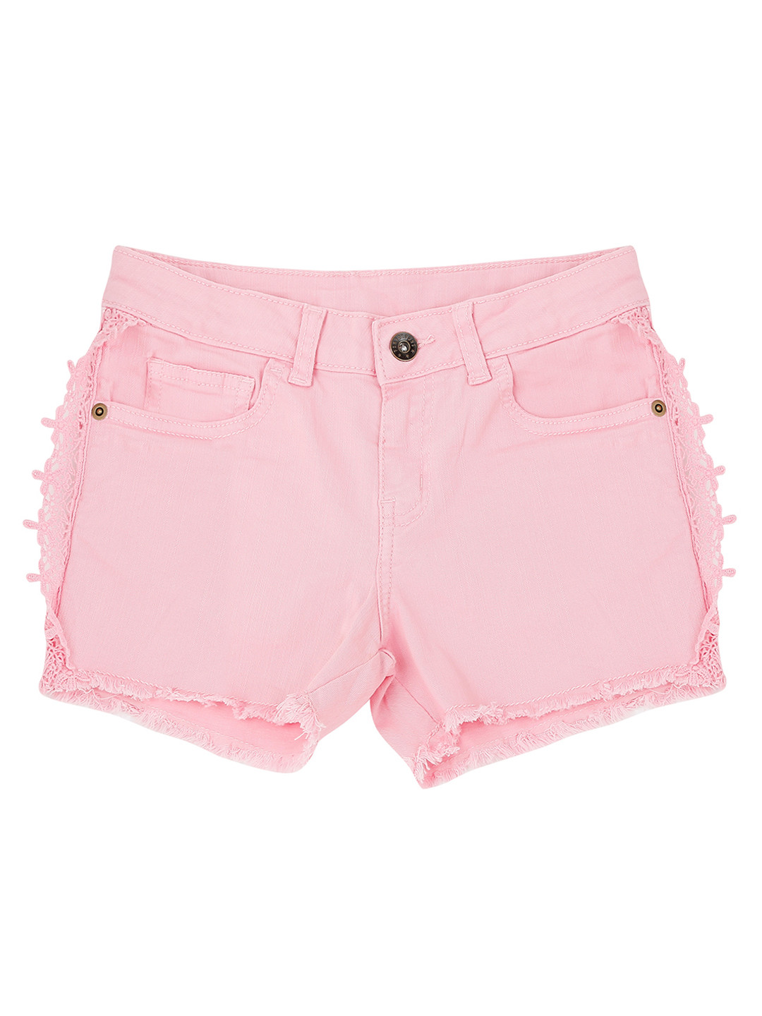 

Pantaloons Junior Girls Pink Solid Regular Fit Denim Shorts
