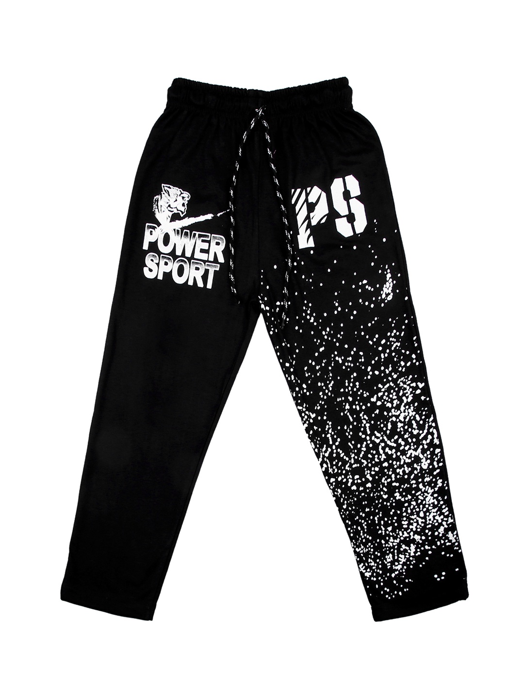 

SWEET ANGEL Boys Black & White Printed Straight-Fit Track Pants