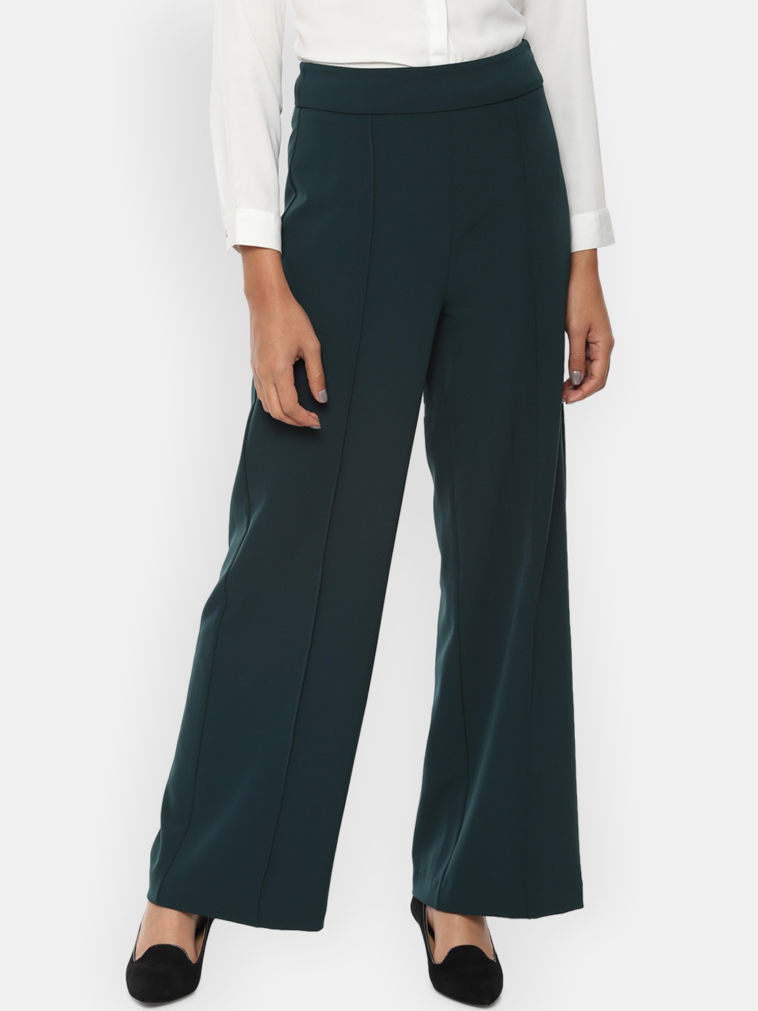 

Van Heusen Woman Women Teal Green Regular Fit Solid Culottes