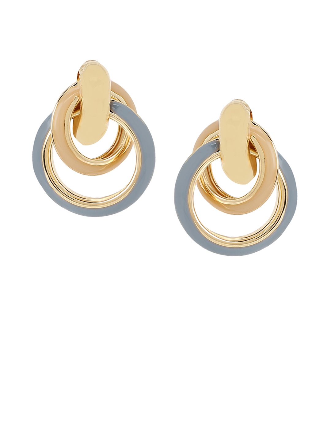 

SATCHEL Grey & Gold-Toned Circular Drop Earrings