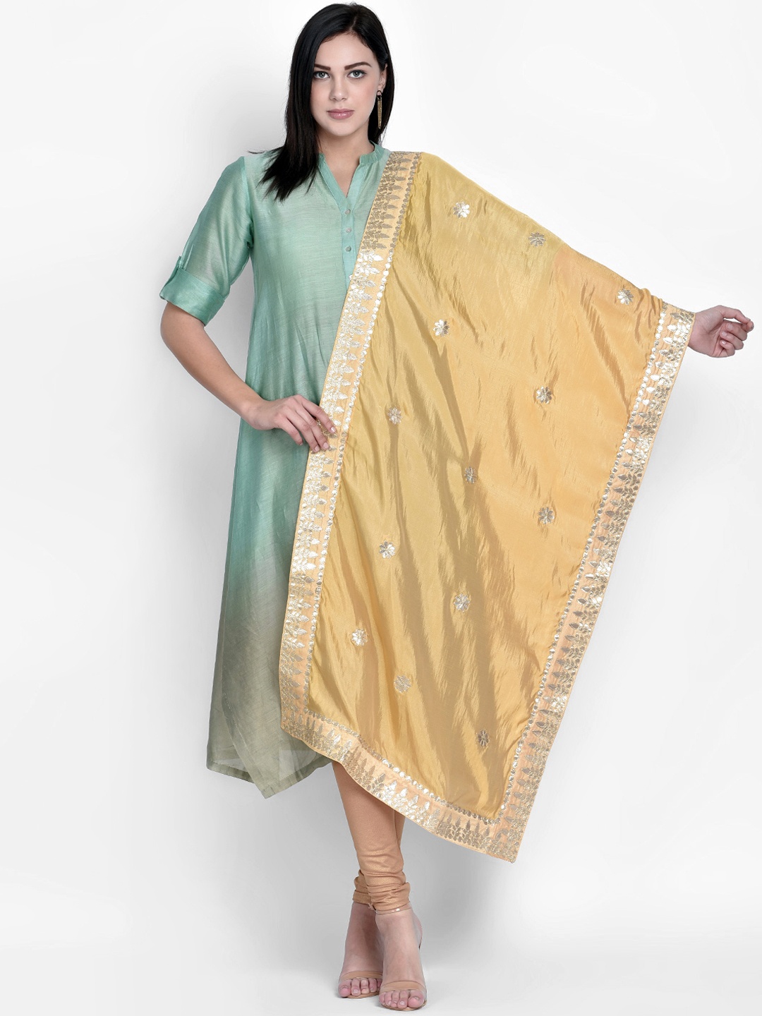 Dupatta Bazaar Gold-Toned Embroidered Dupatta