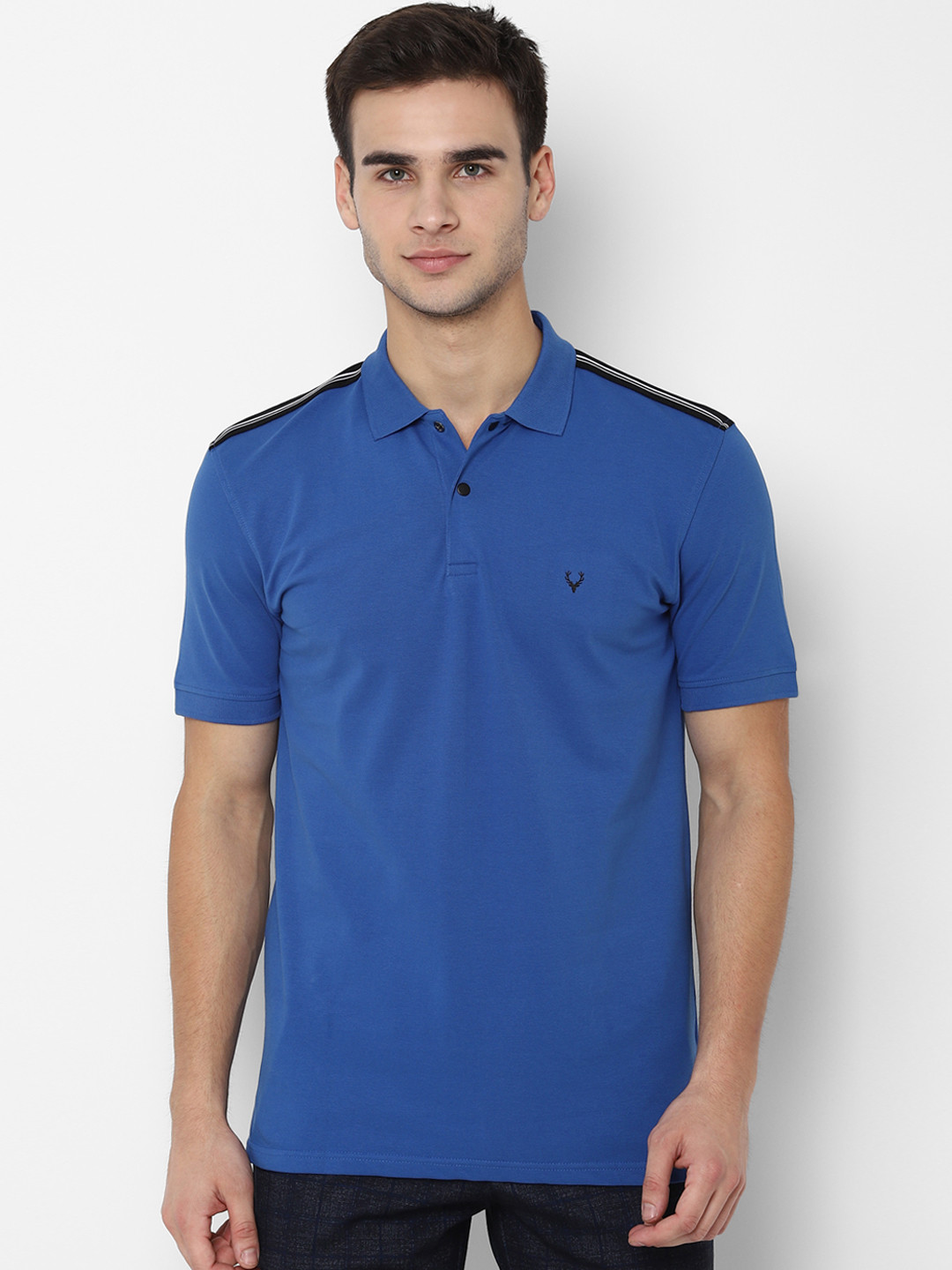 

Allen Solly Men Blue Striped Polo Collar T-shirt