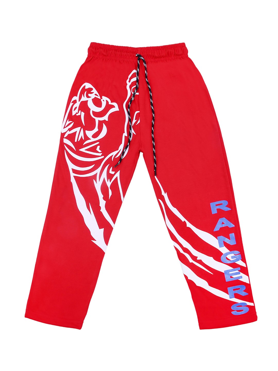 

SWEET ANGEL Boys Red & White Printed Straight-Fit Track Pants