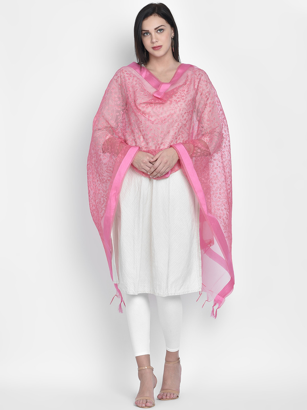 

Dupatta Bazaar Pink Embroidered Dupatta
