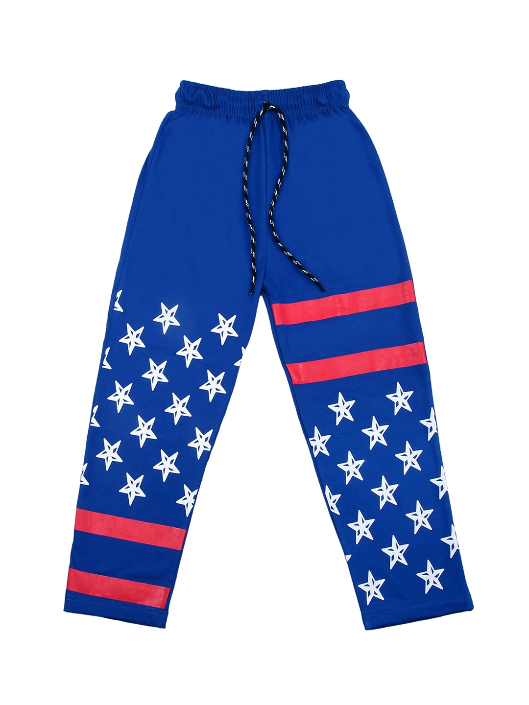 

SWEET ANGEL Boys Blue & White Printed Straight-Fit Track Pants