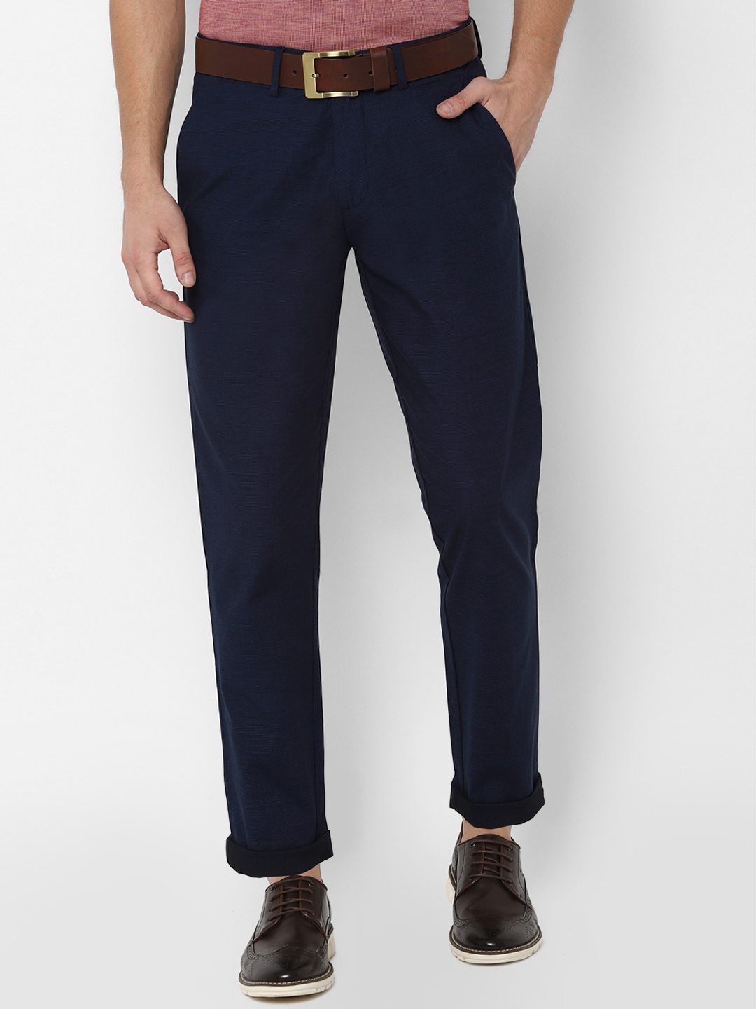 

Allen Solly Men Navy Blue Slim Fit Solid Regular Trousers