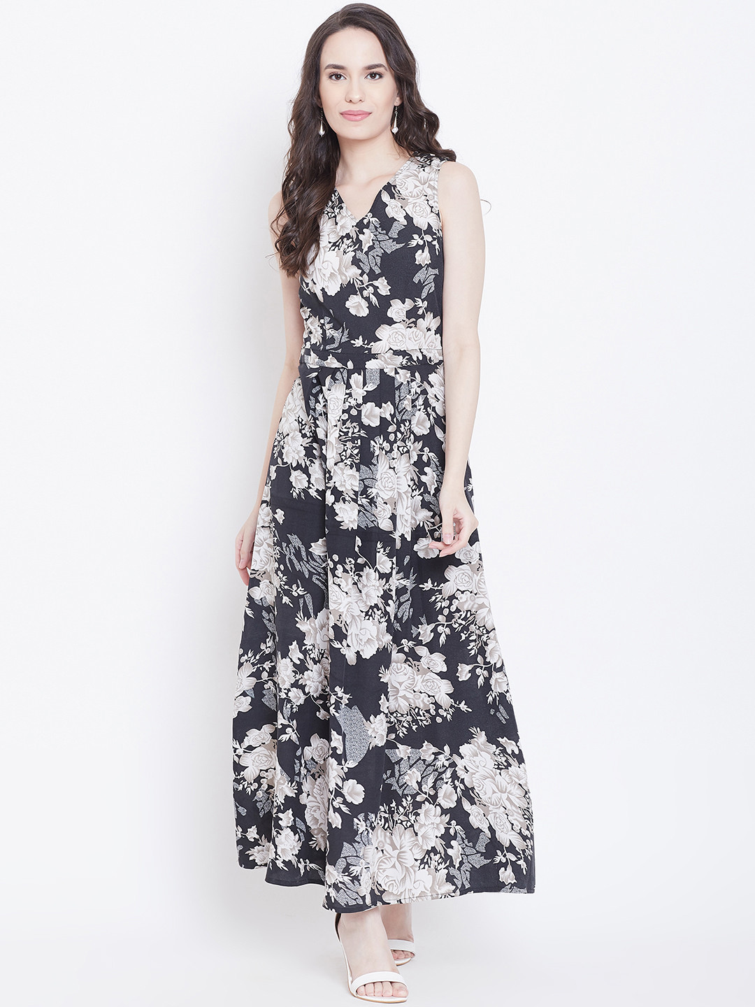 

DODO & MOA Women Black Printed Maxi Dress