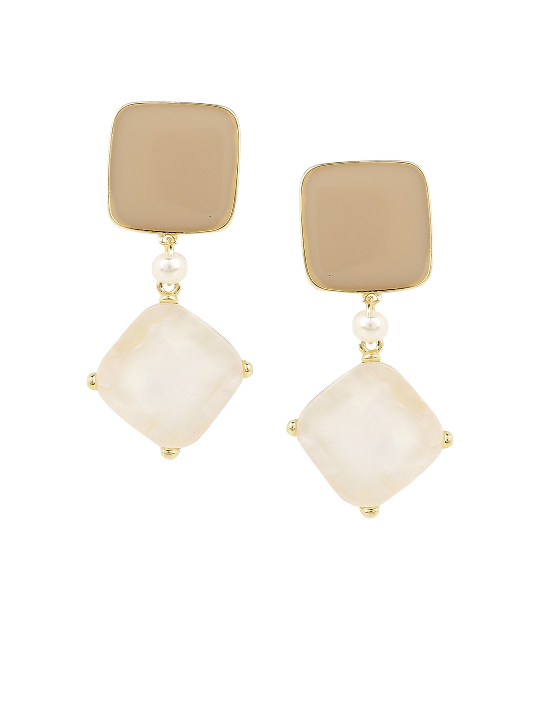 

SATCHEL Brown & White Square Drop Earrings