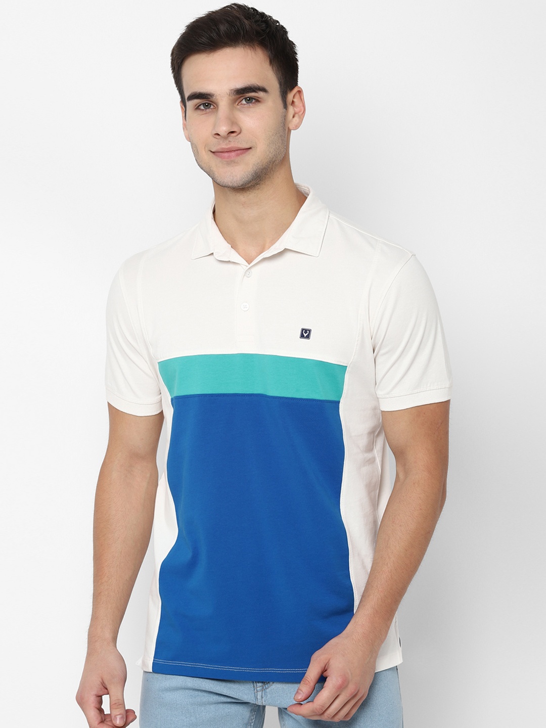 

Allen Solly Sport Men White Colourblocked Polo Collar T-shirt
