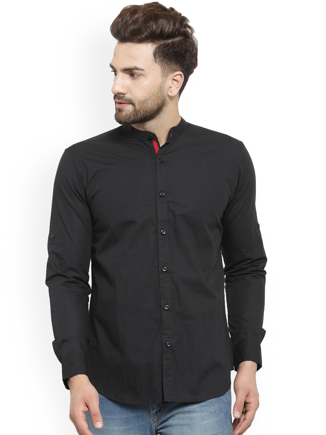 

Purple State Men Black Slim Fit Solid Casual Shirt