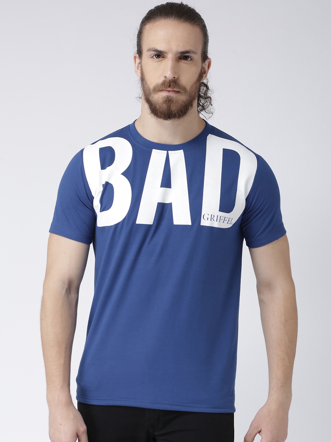 

GRIFFEL Men Blue Printed Round Neck T-shirt