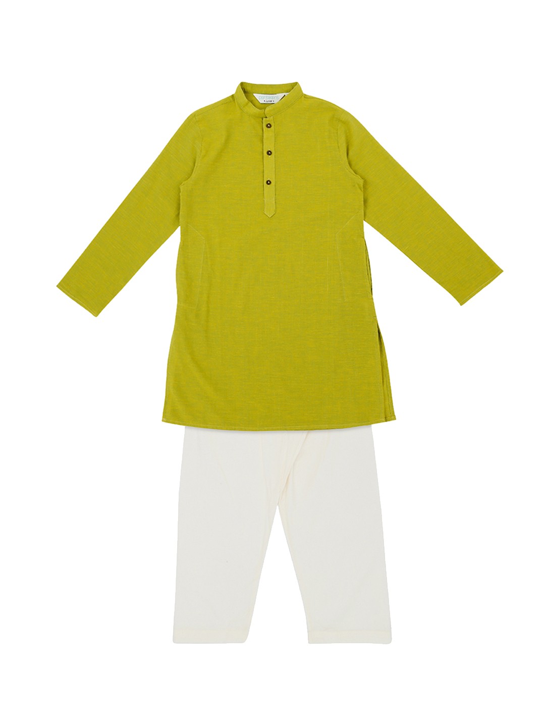 

indus route by Pantaloons Boys Green & White Solid Kurta with Trousers