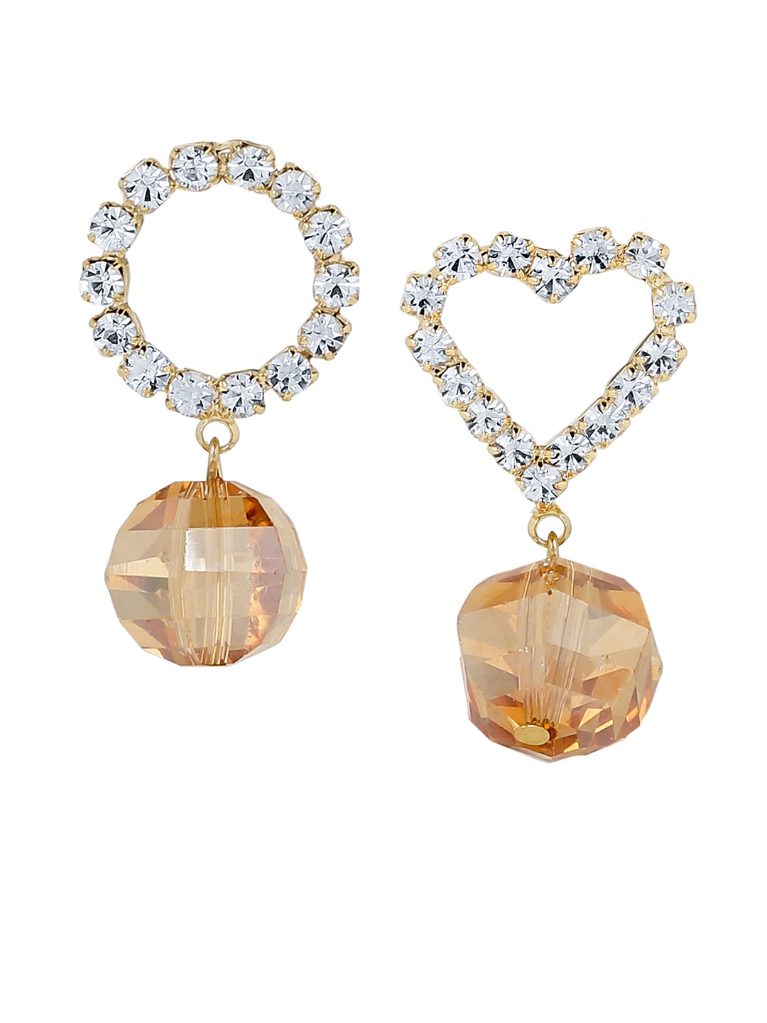 

SATCHEL Brown & Silver-Toned Spherical Drop Earrings