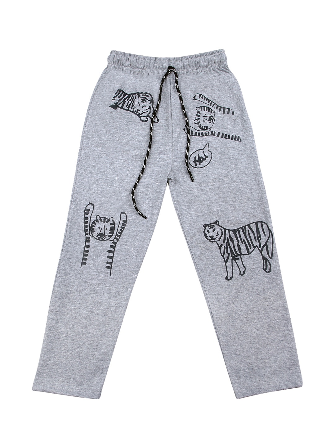 SWEET ANGEL Boys Grey Printed Straight-Fit Track Pants