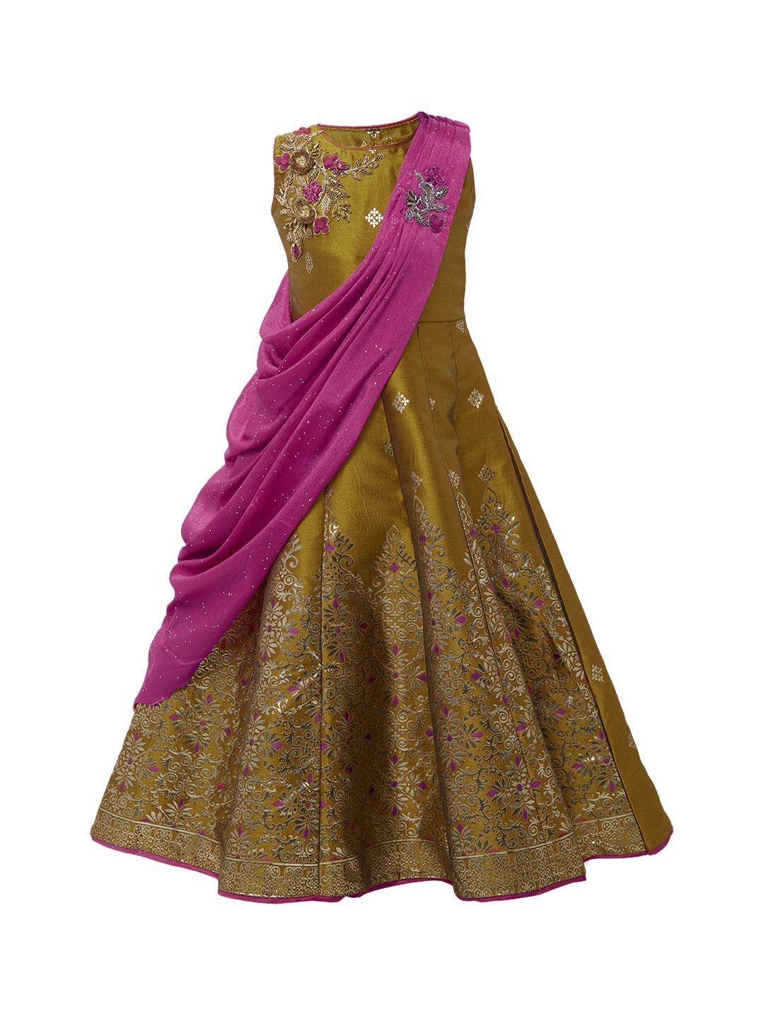 

BETTY Girls Mustard Embellished Maxi Dress