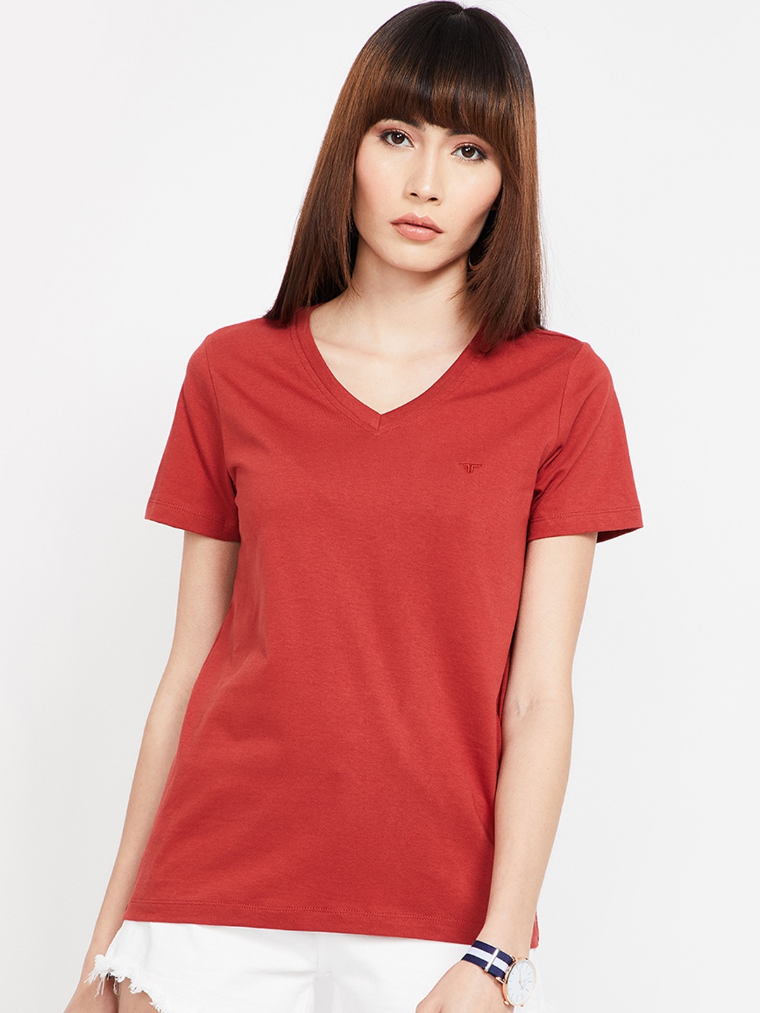 

Fame Forever by Lifestyle Women Red Solid Pure Cotton Top