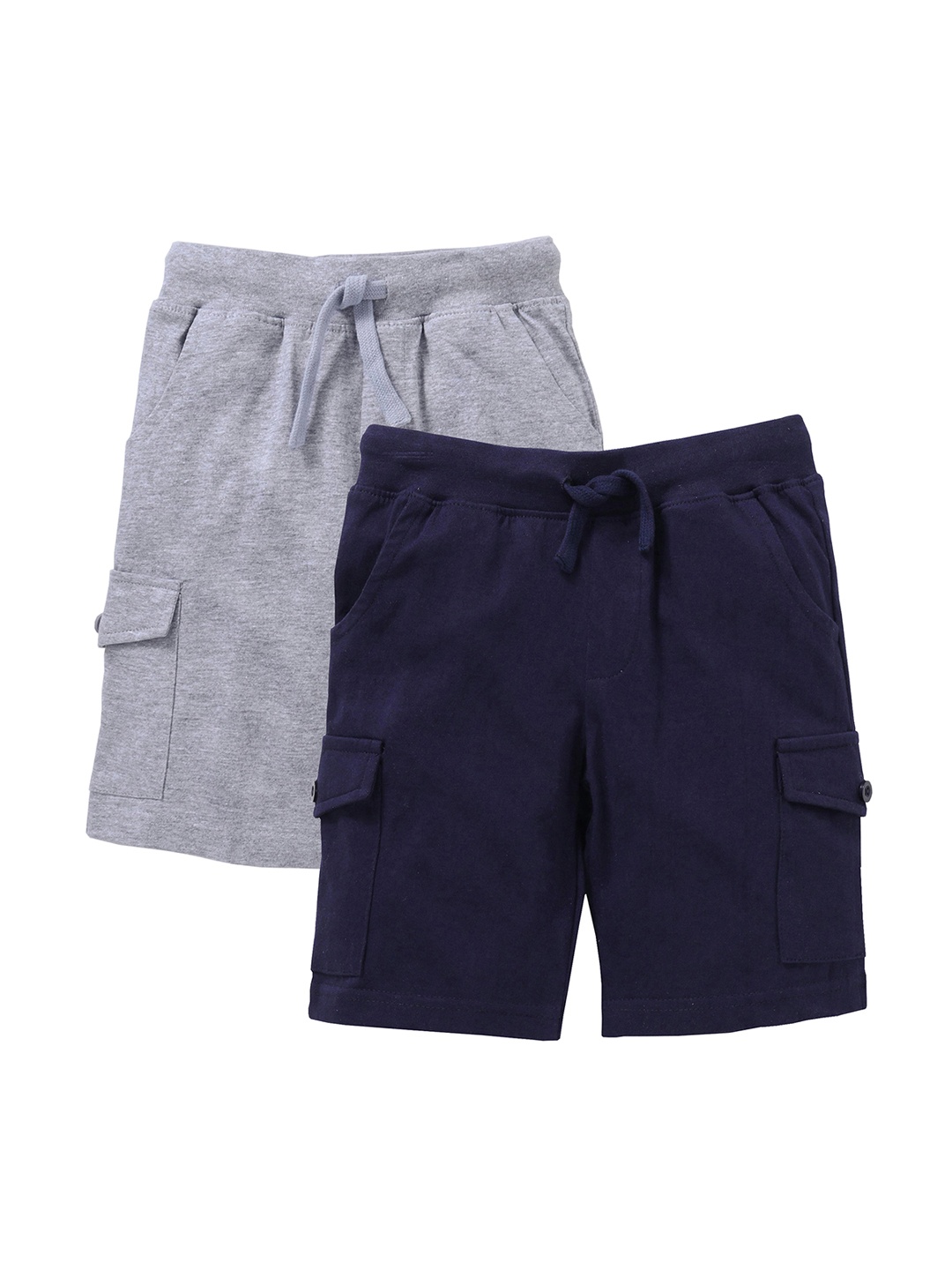 

KiddoPanti Boys Pack of 2 Solid Regular Fit Cargo Shorts, Navy blue