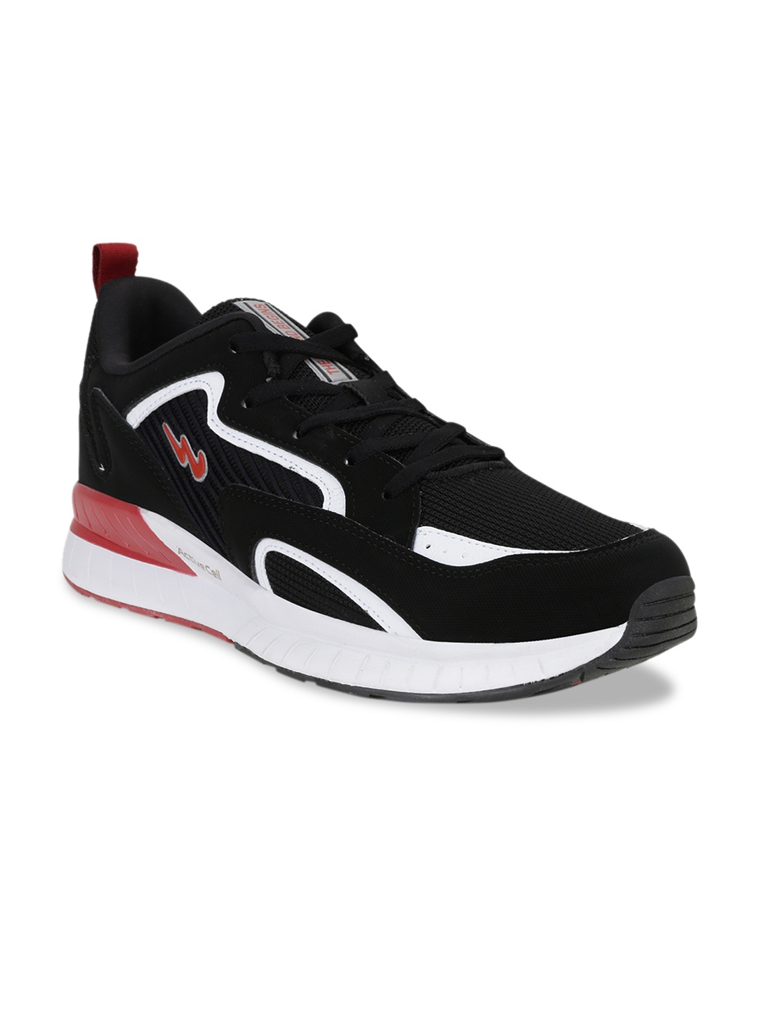 Campus Men Black Mesh Running Shoes