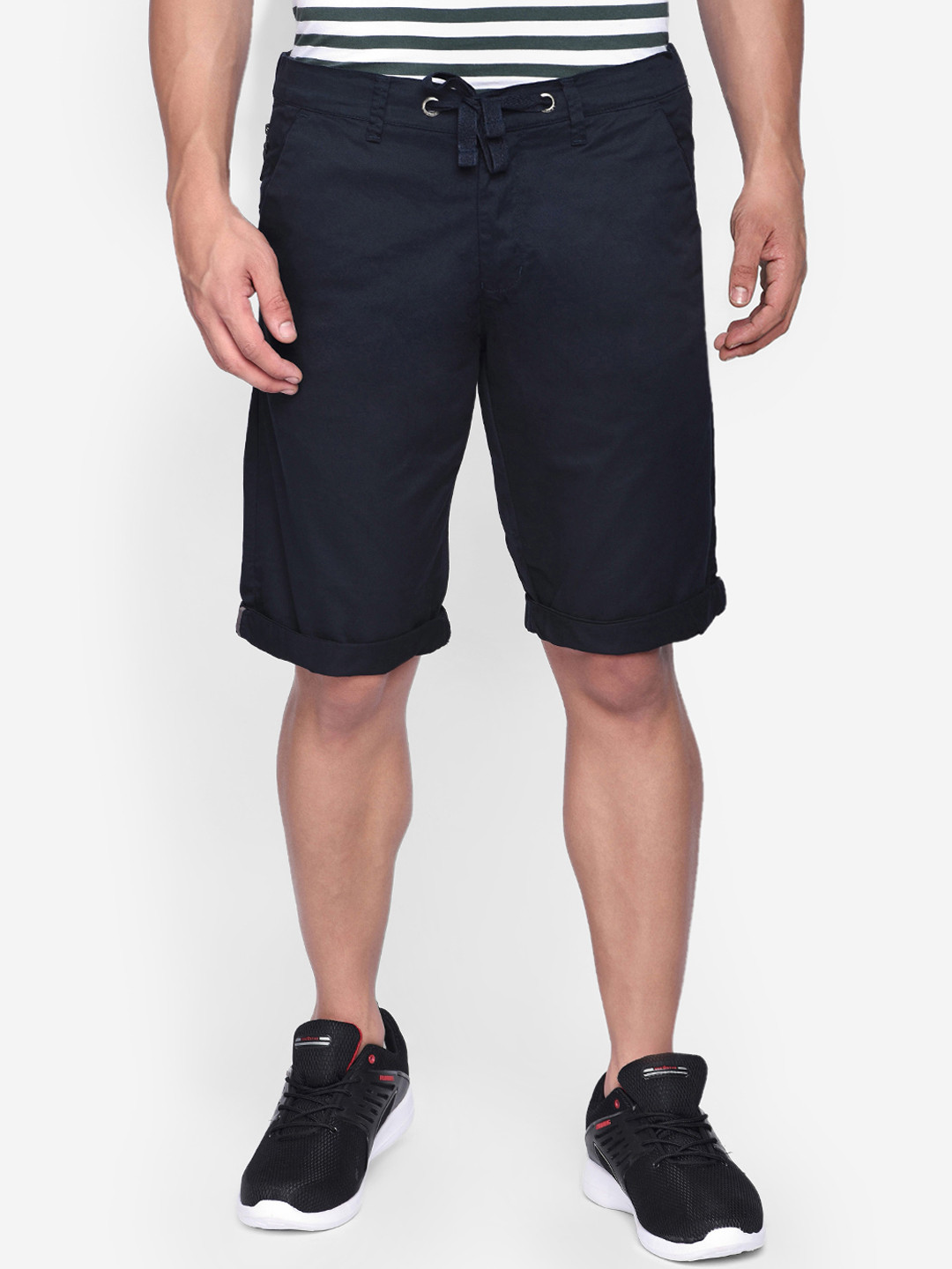 

beevee Men Navy Blue Solid Regular Shorts