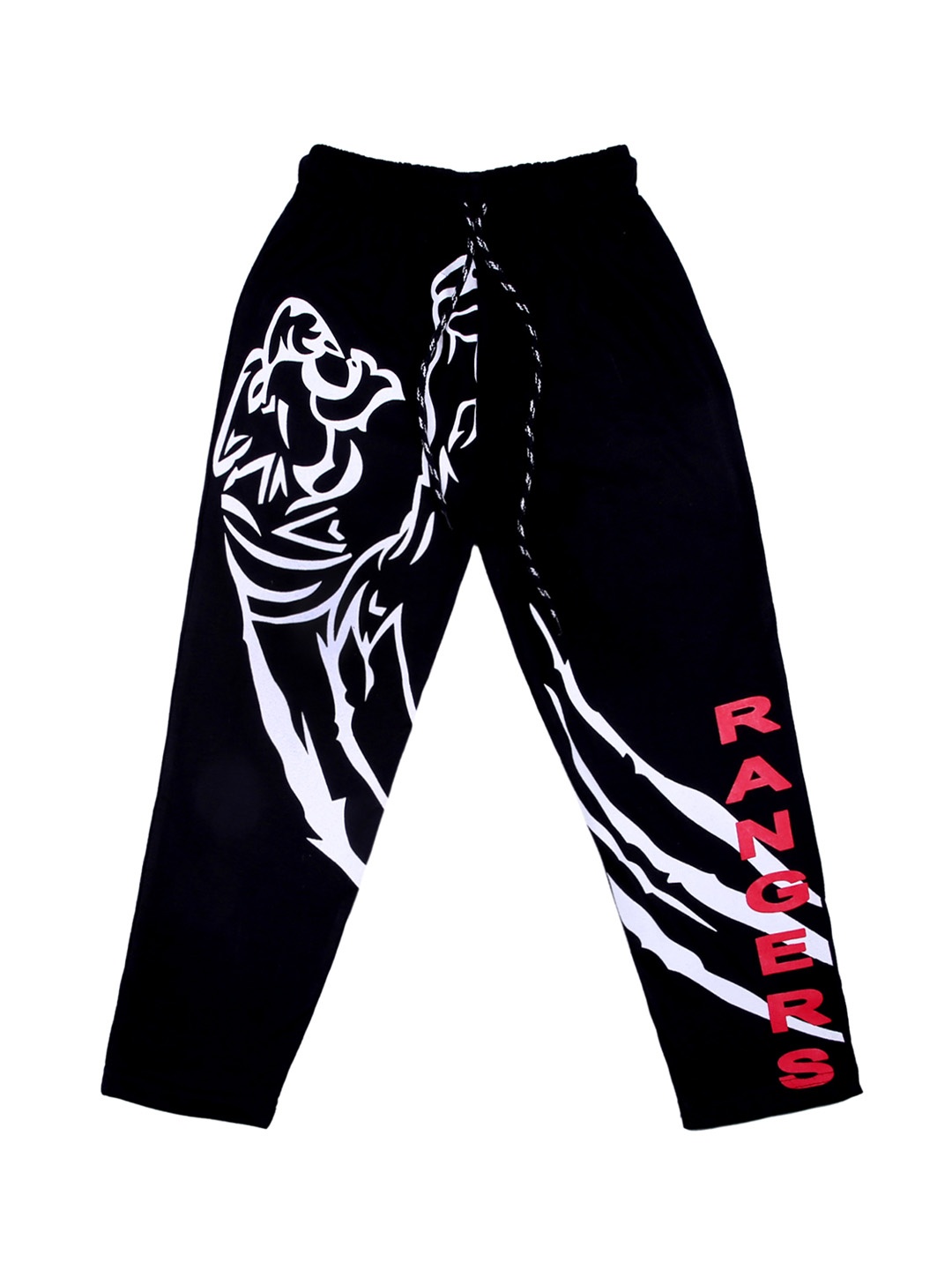 

SWEET ANGEL Boys Black & White Printed Straight-Fit Track Pants