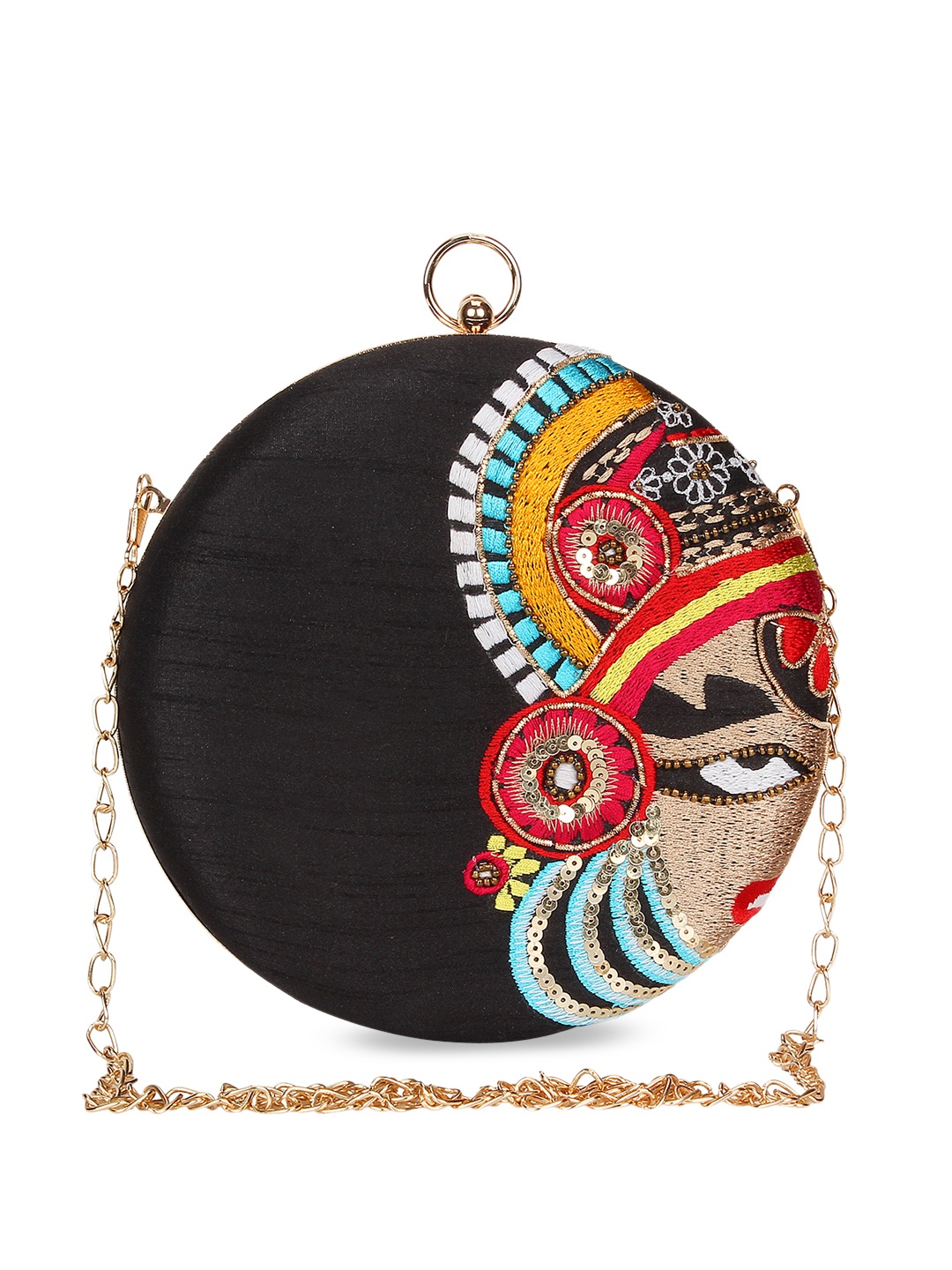 

Anekaant Black Embroidered Box Clutch