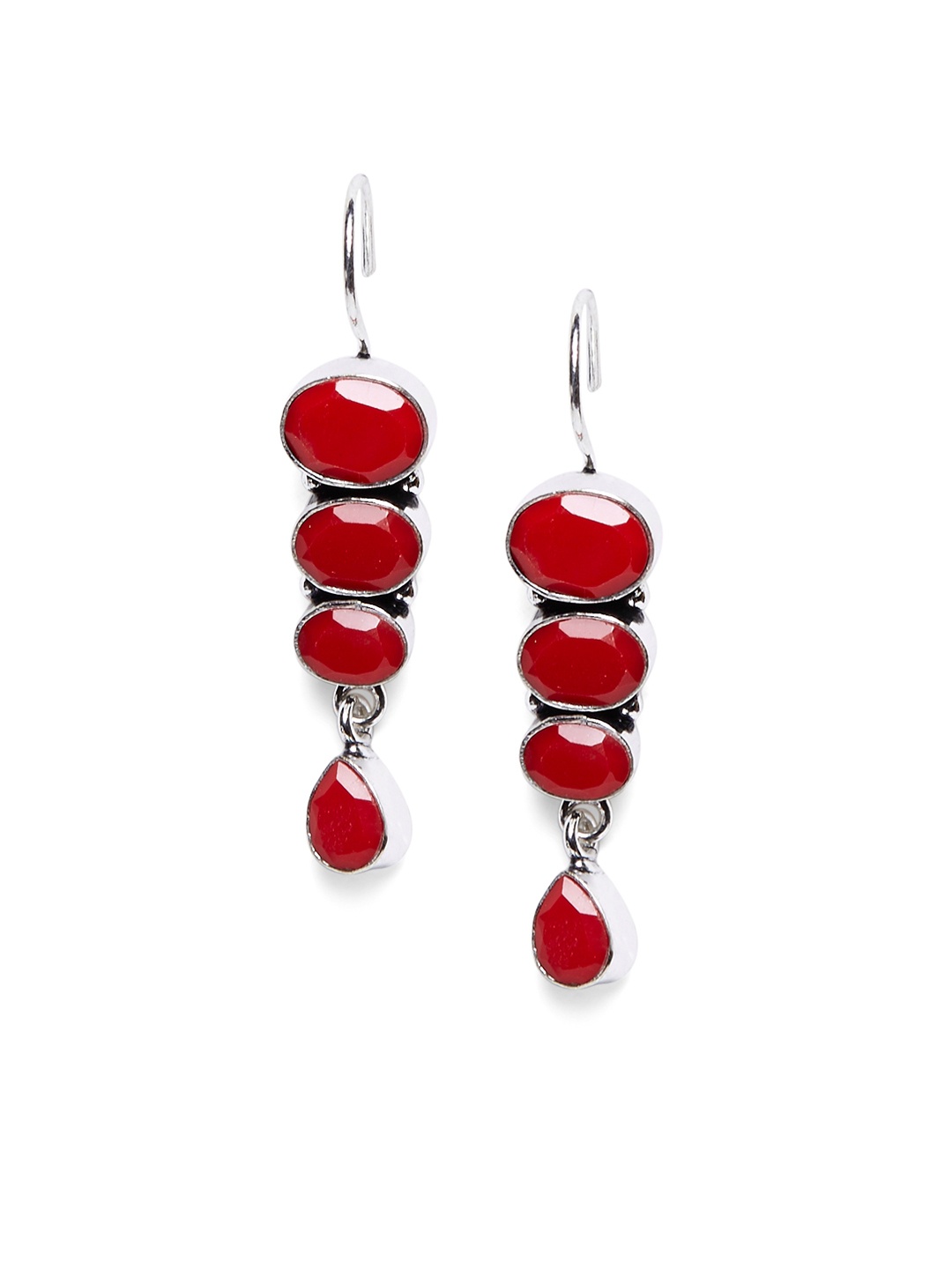 Bamboo Tree Jewels Red Contemporary Drop Earrings