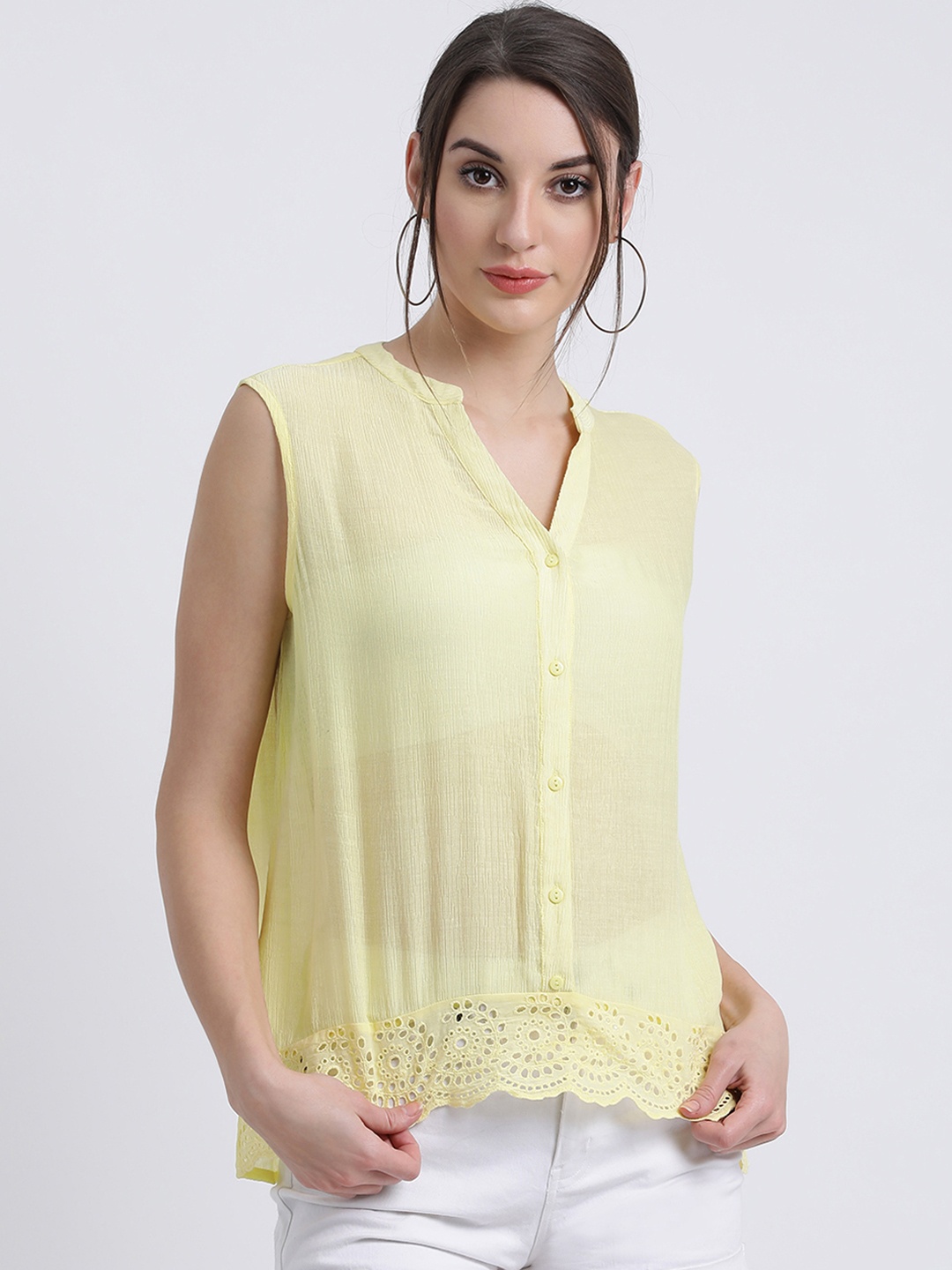 

Zink London Women Yellow Solid Shirt Style Top