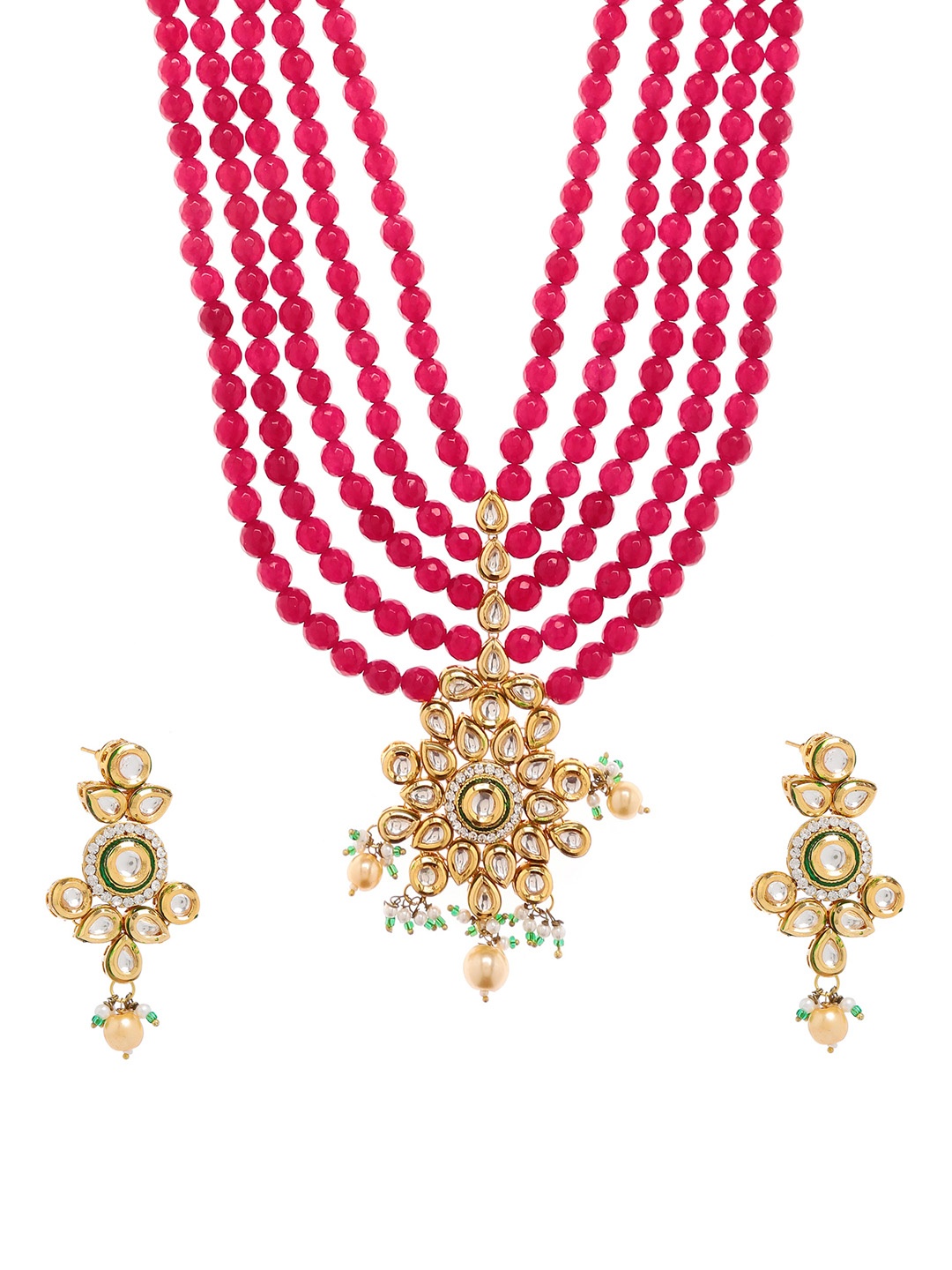 Bamboo Tree Jewels Red & Gold-Toned Beaded Jewelry Set