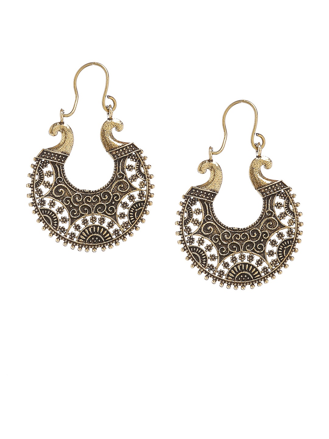 

Bamboo Tree Jewels Gold-Toned Circular Hoop Earrings