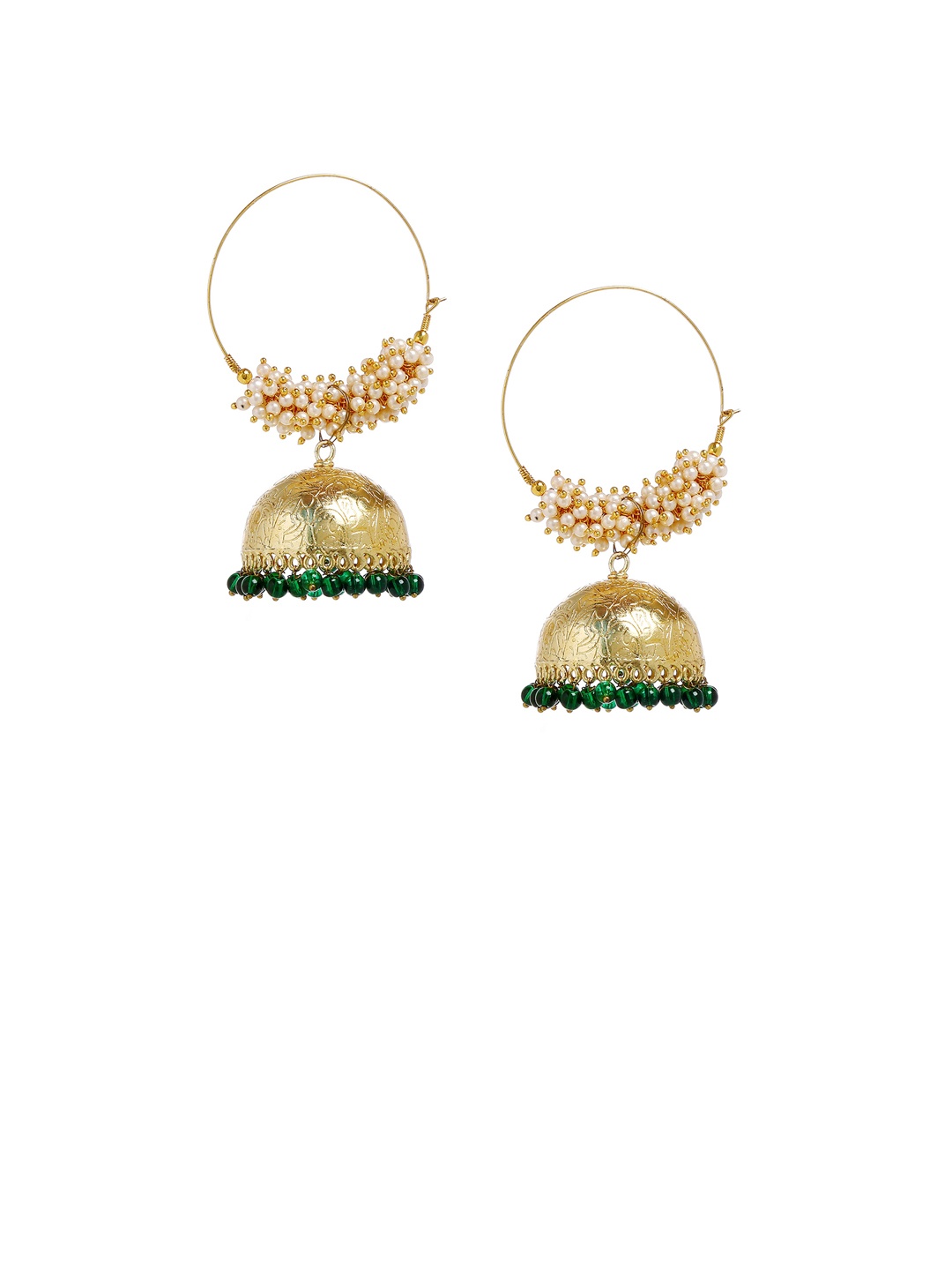 

Bamboo Tree Jewels Gold-Toned Dome Shaped Jhumkas