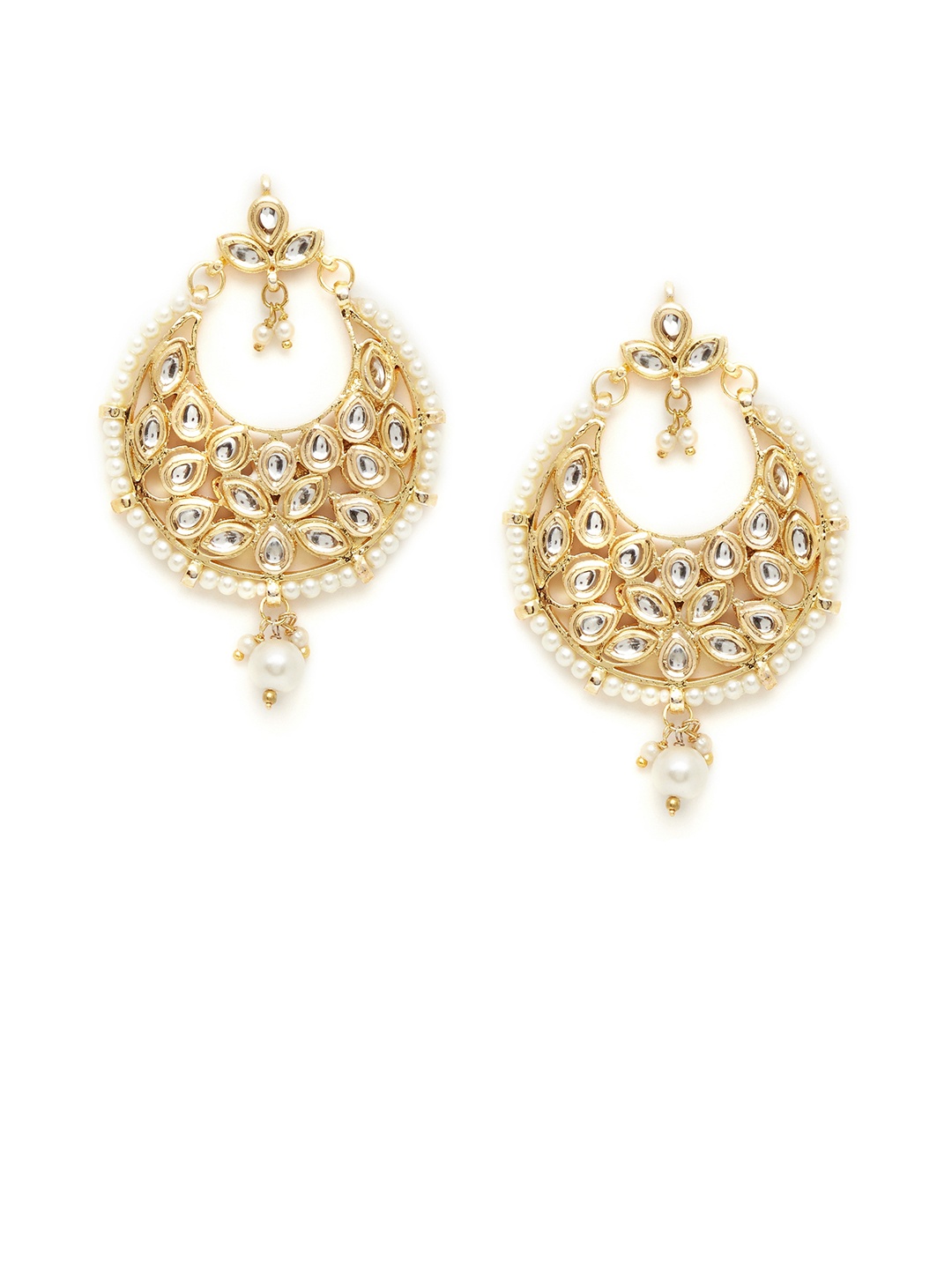 

Bamboo Tree Jewels Gold-Toned Crescent Shaped Drop Earrings