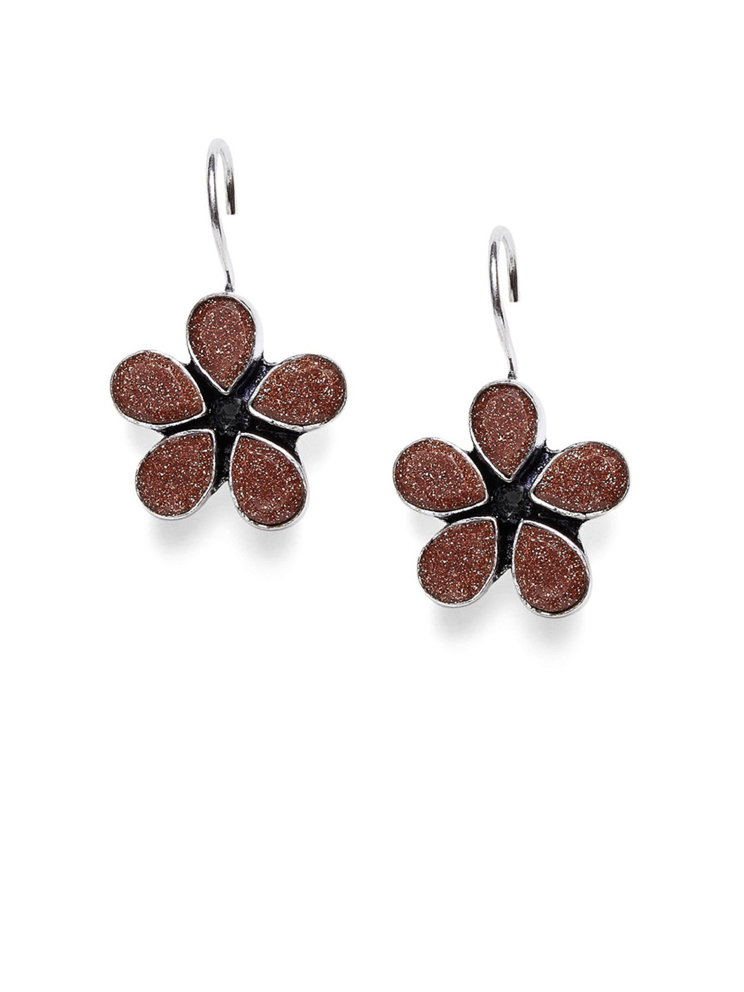 

Bamboo Tree Jewels Brown Floral Drop Earrings