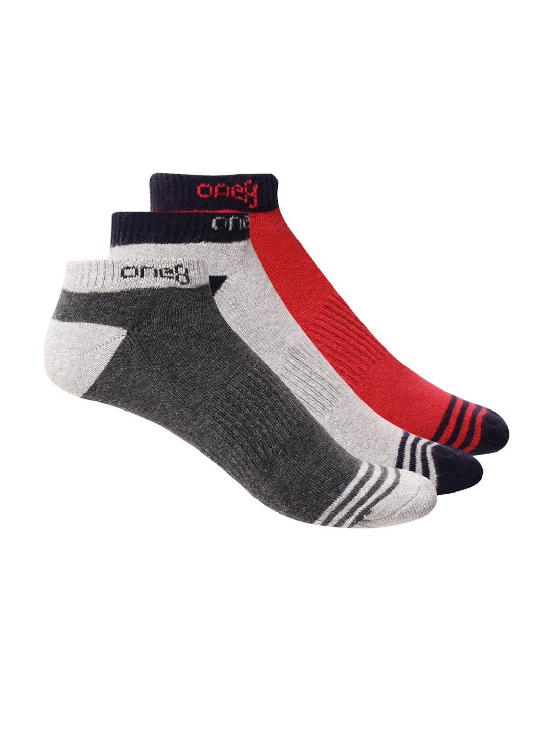 

one8 by Virat Kohli EDGE Series Men Set of 3 Low Show Ankle-Length Socks, Charcoal