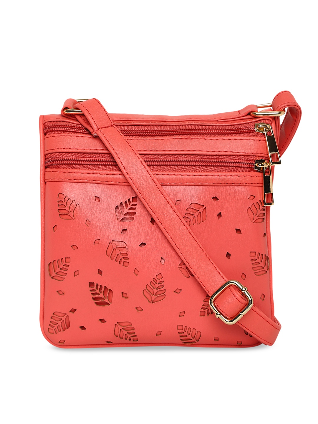 

KLEIO Red Self Design Laser Cut Sling Bag