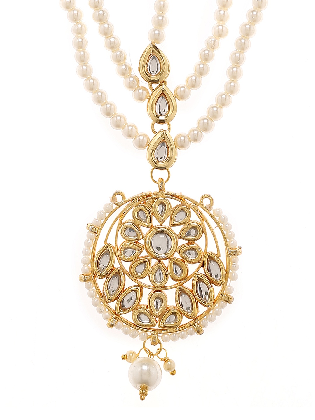 

Bamboo Tree Jewels Gold-Toned Kundan-Studded Mathapatti