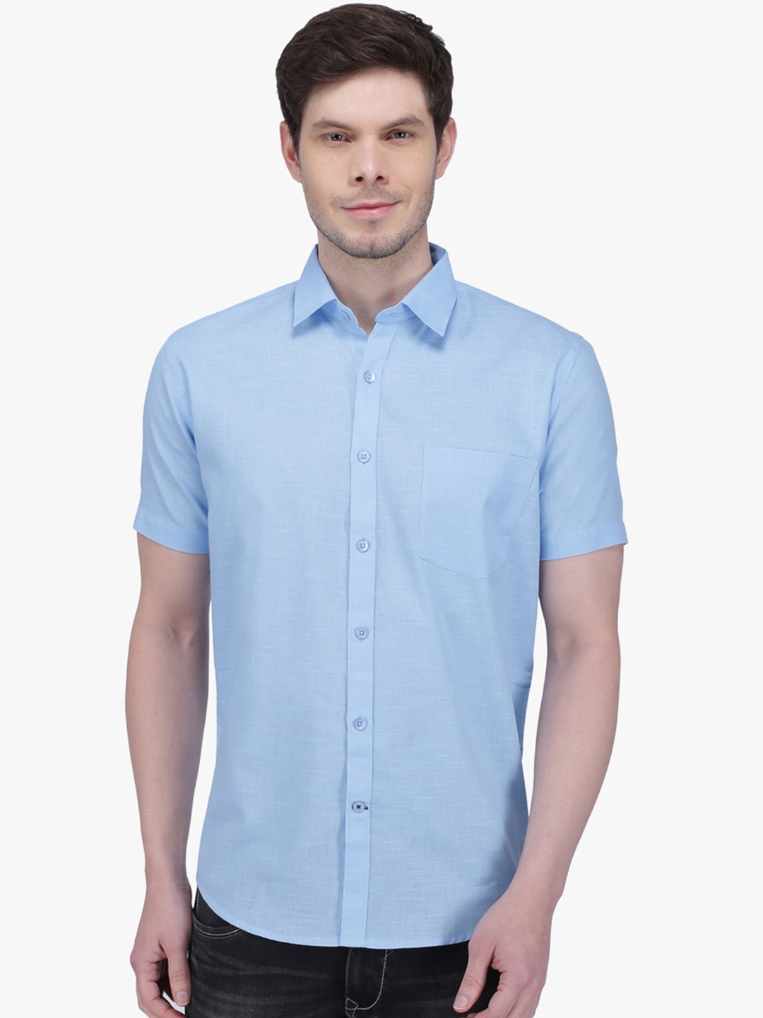 Southbay Men Blue Smart Tailored Fit Solid Formal Shirt