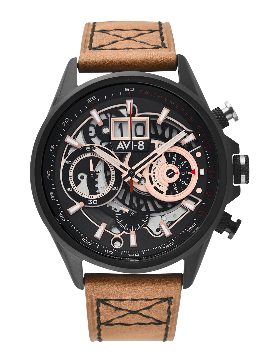 

AVI-8 Men Black Hawker Harrier II Analogue Leather Watch AV-4065-03