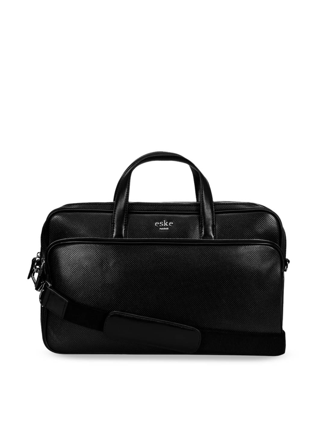

Eske Men Black Solid Cedro Leather Laptop Bag