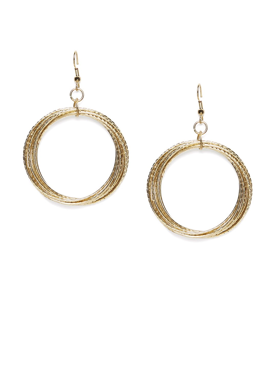 

Bamboo Tree Jewels Gold-Toned Circular Drop Earrings