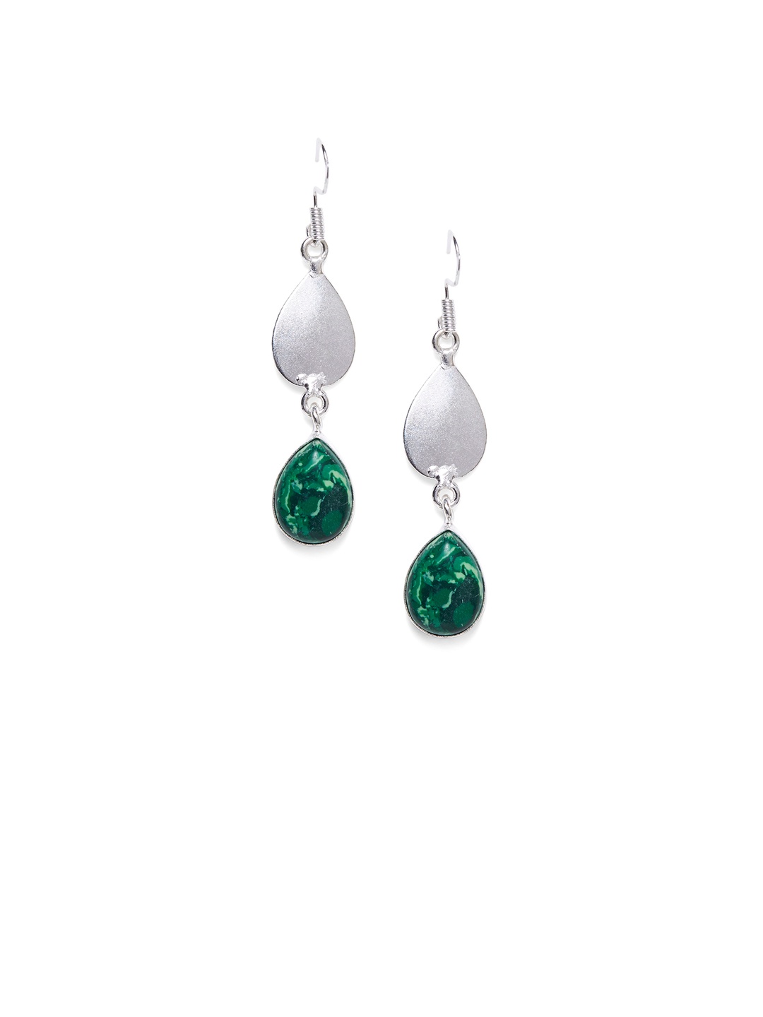 

Bamboo Tree Jewels Silver-Toned Contemporary Drop Earrings